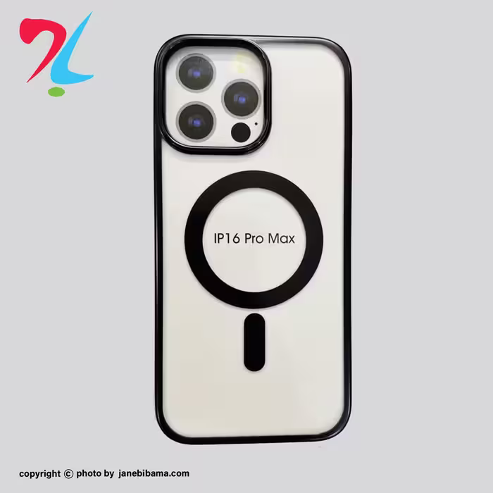 قاب PC مگ سیف شفاف آیفون iPhone 16promax دور رنگی-تیتانیوم مشکی