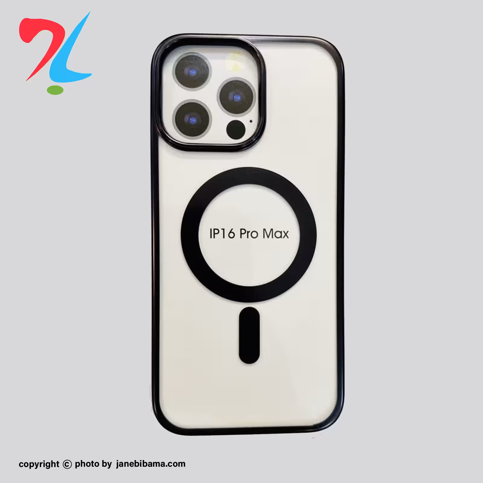 قاب PC مگ سیف شفاف آیفون iPhone 16promax دور رنگی-تیتانیوم مشکی
