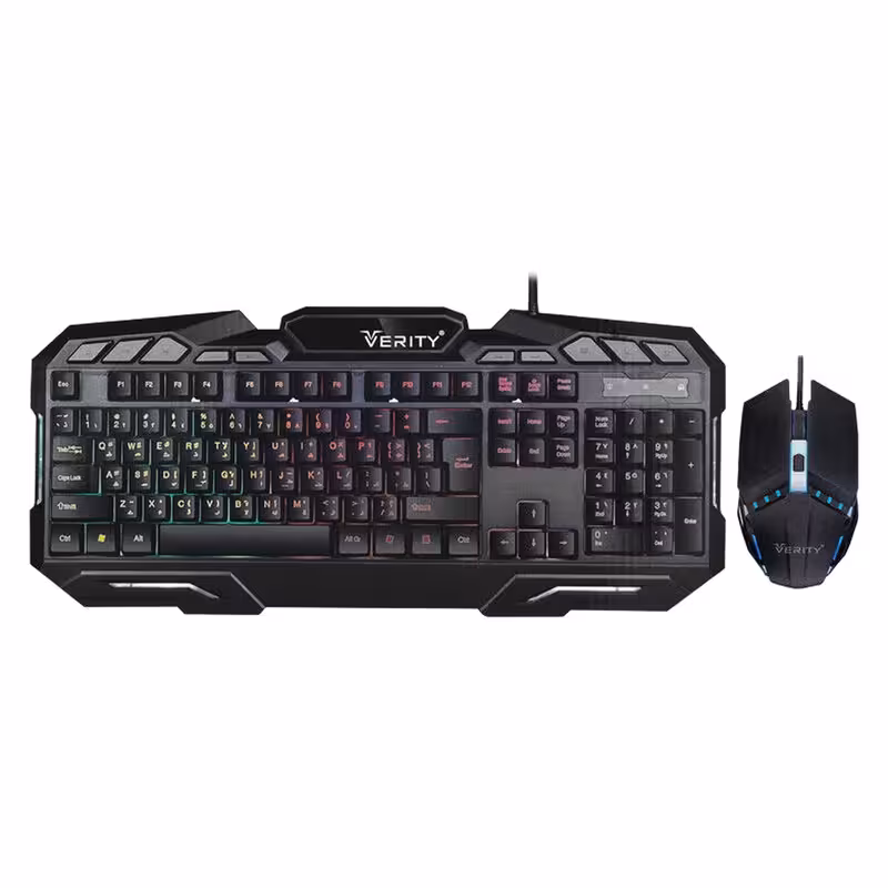کیبورد و ماوس گیمینگ وریتی مدل V-KB6126GCW، سوییچ ممبران، Full-Size، نورپردازی LED RGB | کالا مکس