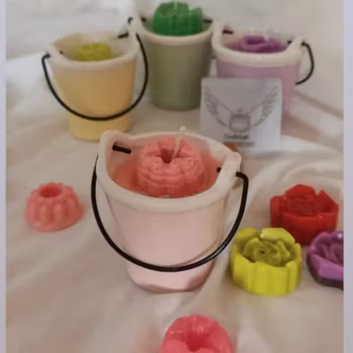 شمع  سطلی سرامیکی رنگی 