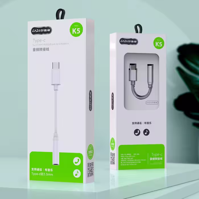 مبدل USB-C به جک 3.5 میلی متری کی زا مدل k5 