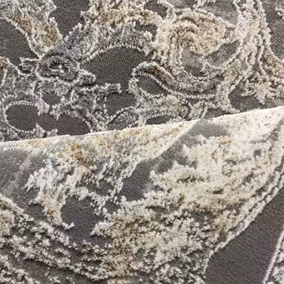 فرش ماشینی مدل مدرن طرح فرانسوی زمینه طوسی