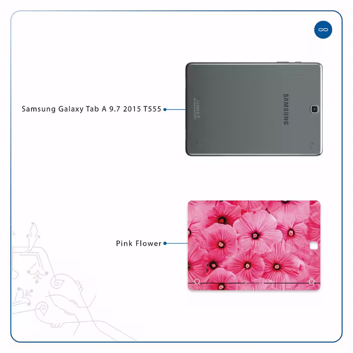 برچسب پوششی ماهوت مدل Pink-Flower مناسب برای تبلت سامسونگ Galaxy Tab A 9.7 2015 T555
