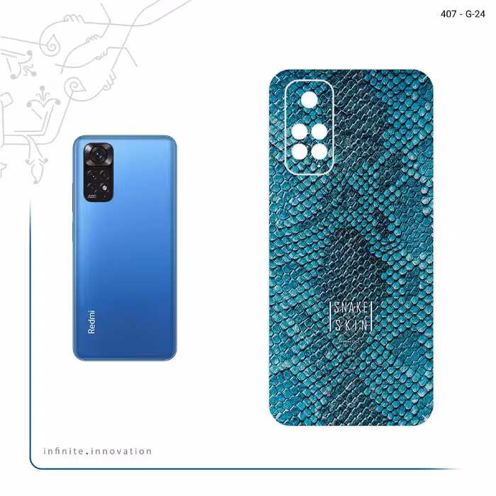 برچسب پوششی ماهوت مدل Blue Snake Skin مناسب برای گوشی موبایل شیائومی Redmi Note 11