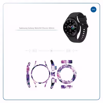 برچسب ماهوت طرح Purple Flower مناسب برای ساعت هوشمند سامسونگ Watch4 Classic 42mm