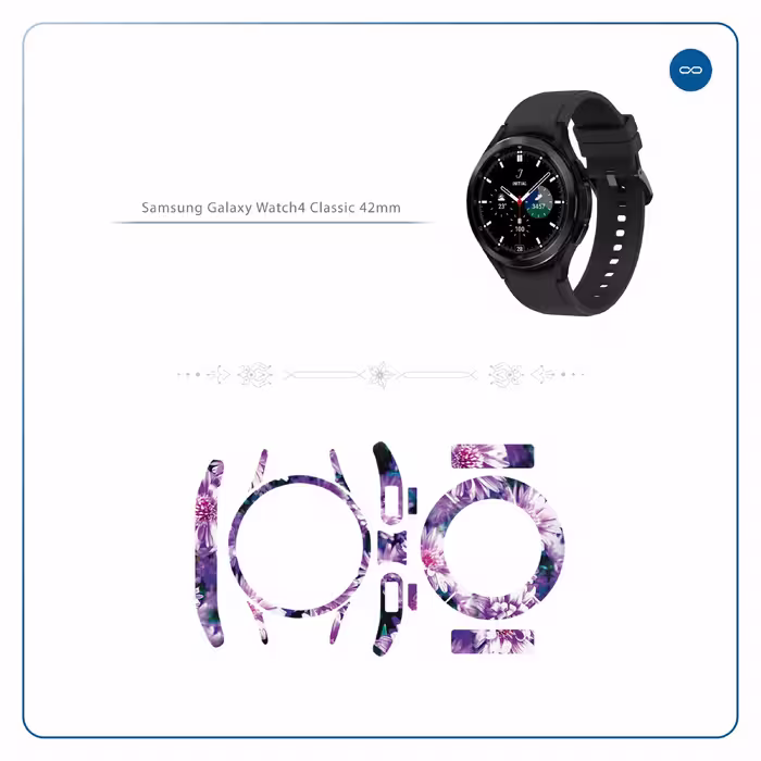 برچسب ماهوت طرح Purple Flower مناسب برای ساعت هوشمند سامسونگ Watch4 Classic 42mm