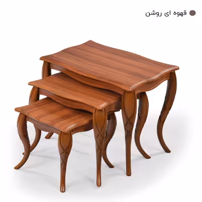 میز پذیرایی میز چوب مدل پیچک مجموعه 4 عددی