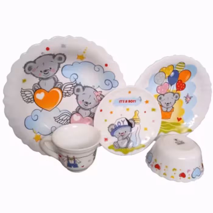 سرویس غذا خوری 5 تکه کودک پارس اوپال مدل پسر کد 773