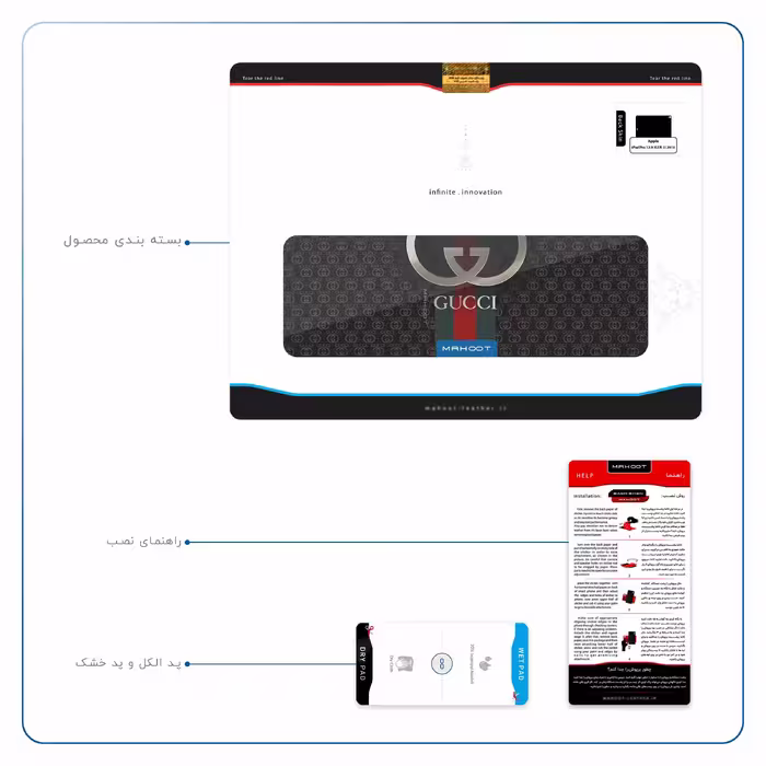 برچسب پوششی ماهوت مدل GUCCI-Logo مناسب برای تبلت اپل iPad Pro 12.9 (GEN 3) 2018 A2014