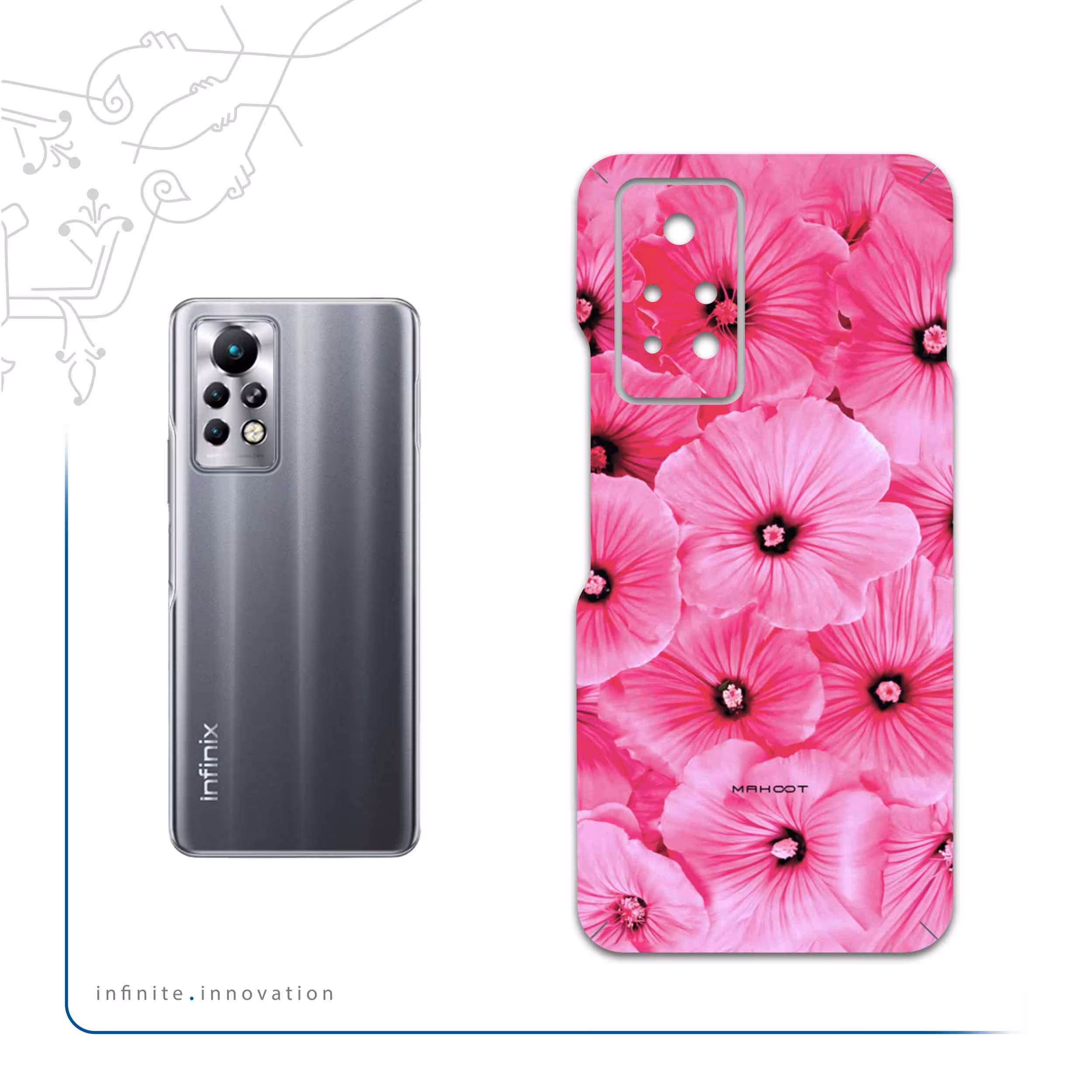 برچسب پوششی ماهوت مدل Pink-Flower مناسب برای گوشی موبایل اینفینیکس Note 11 Pro