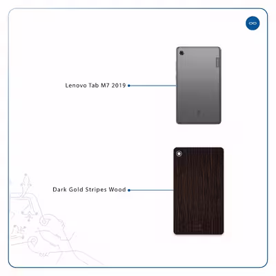برچسب پوششی ماهوت مدل Dark-Gold-Stripes-Wood مناسب برای تبلت لنوو Tab M7 2019
