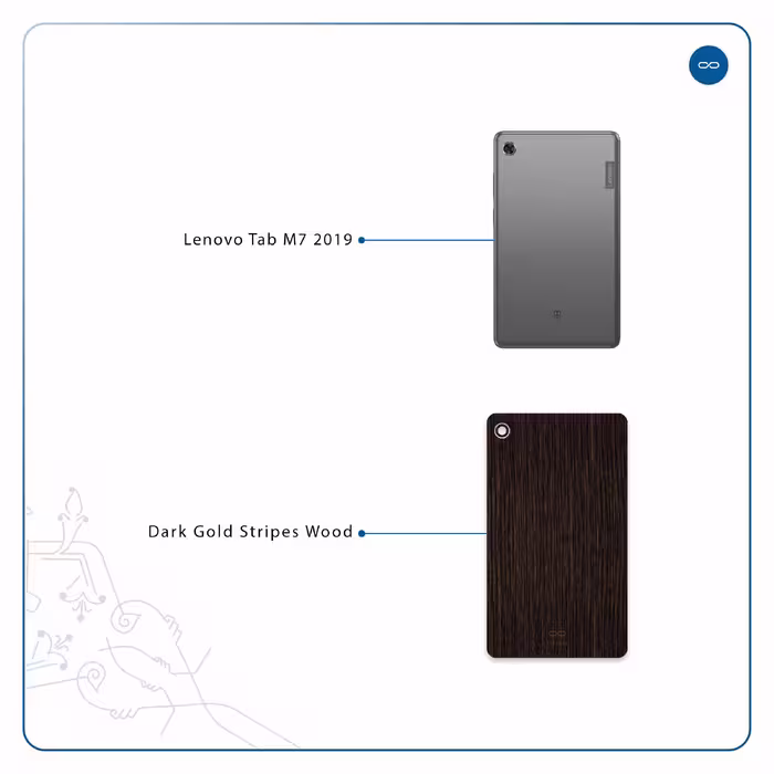 برچسب پوششی ماهوت مدل Dark-Gold-Stripes-Wood مناسب برای تبلت لنوو Tab M7 2019