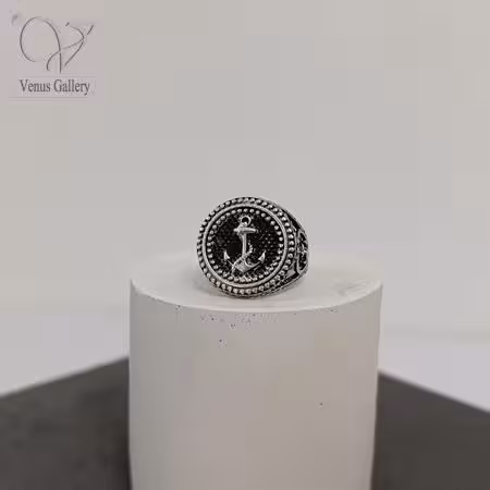 انگشتر نقره مردانه طرح لنگر