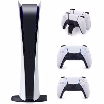 باندل کنسول بازی سونی مدل پلی استیشن (Playstation 5 (1200 Digital Edition به همراه یک یک پایه شارژر و یک دسته بازی