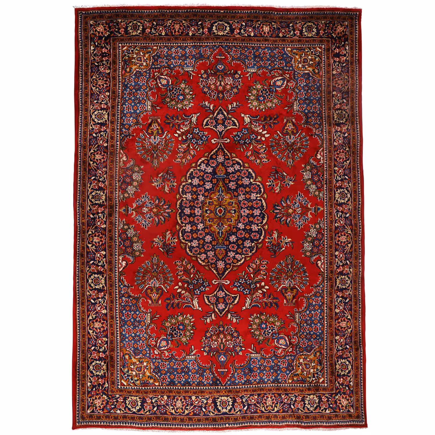 فرش قدیمی دستبافت شش و نیم متری طرح لچک ترنج