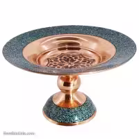 شیرینی خوری مسی فیروزه کوبی پایه دار کد MJ-62