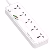 چندراهی برق الدینیو LDNIO SC5415 با 4 پریز AC، 4 پورت شارژ USB و کابل 2 متری