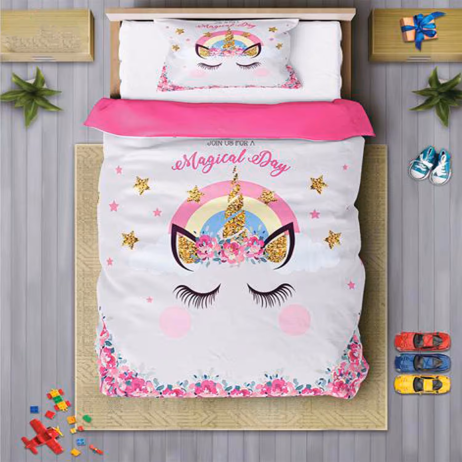 سرویس روتختی دخترانه چیداری مدل 7218 یک نفره چهار تکه