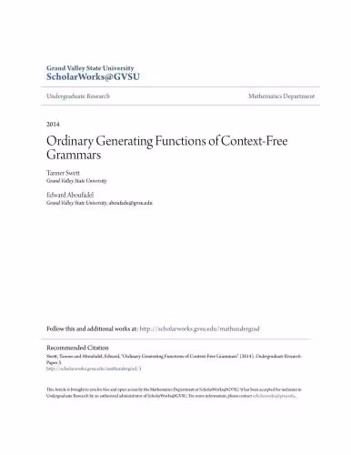 خرید و دانلود نسخه کامل کتاب Ordinary Generating Functions of Context-Free Grammars