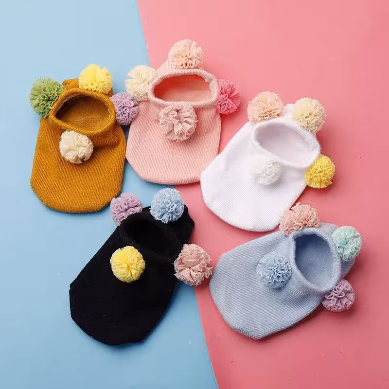 جوراب بچگانه پوم دار رنگی