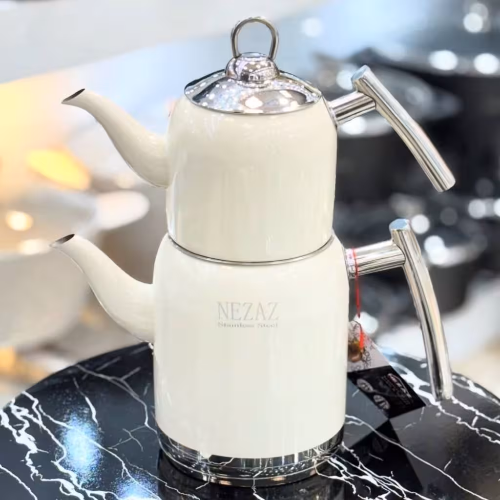 کتری قوری استیل نزاز کرم