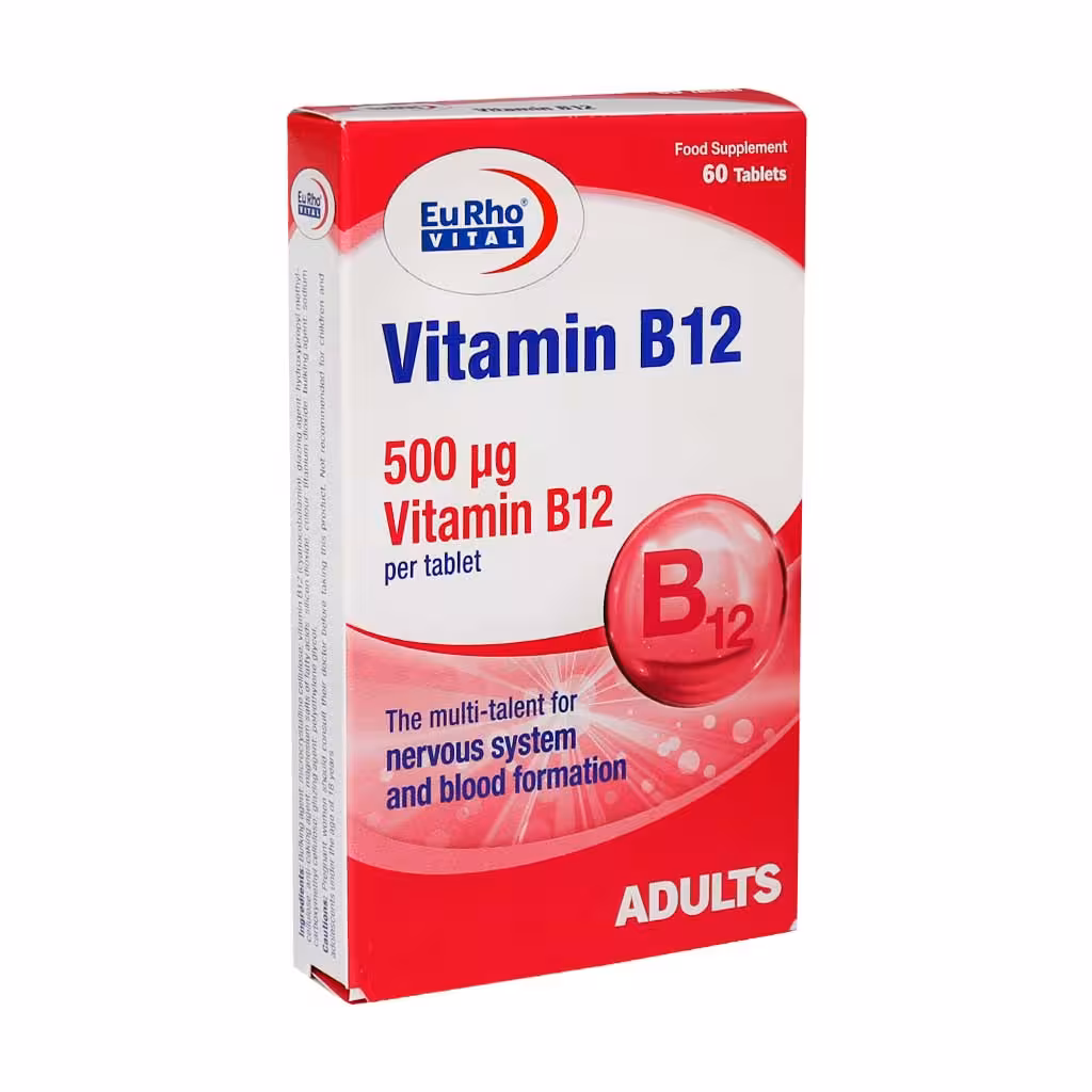 قرص ویتامین B12 یوروویتال 60 عدد Eurho Vital Vitamin B12 500 µg 60 Tabs