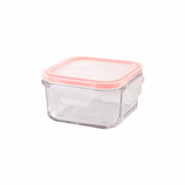 ظرف شیشه مربع دربدار 440 میل لیمون