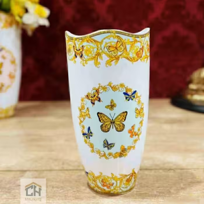 گلدان کوچک چینی طرح پروانه آبی مدل R-55540