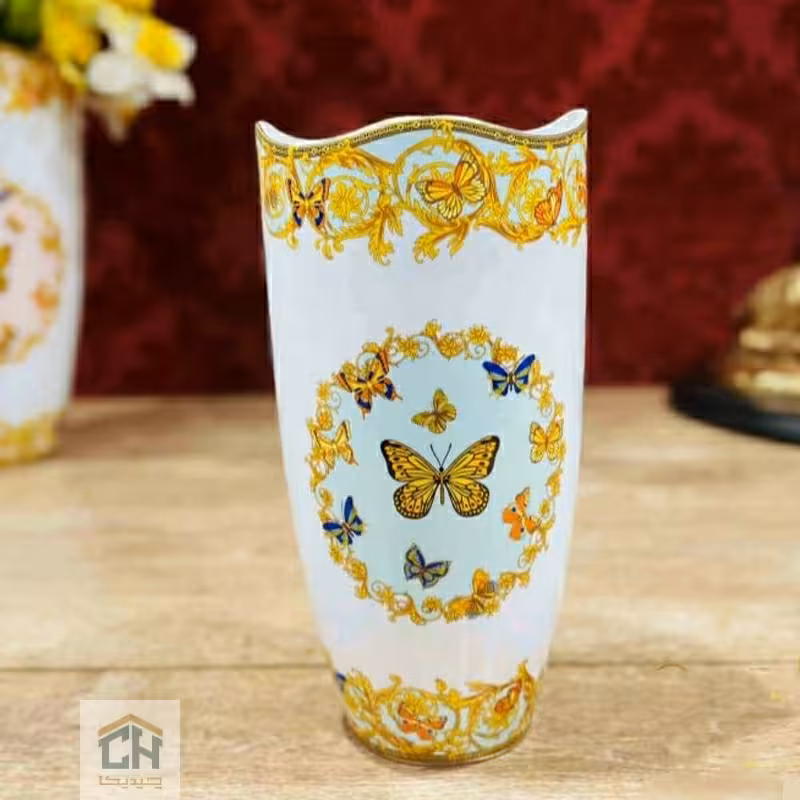 گلدان کوچک چینی طرح پروانه آبی مدل R-55540