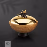 شکلات خوری چوب و برنج درب دار گلدکیش طرح butterfly wood مدل GK829810