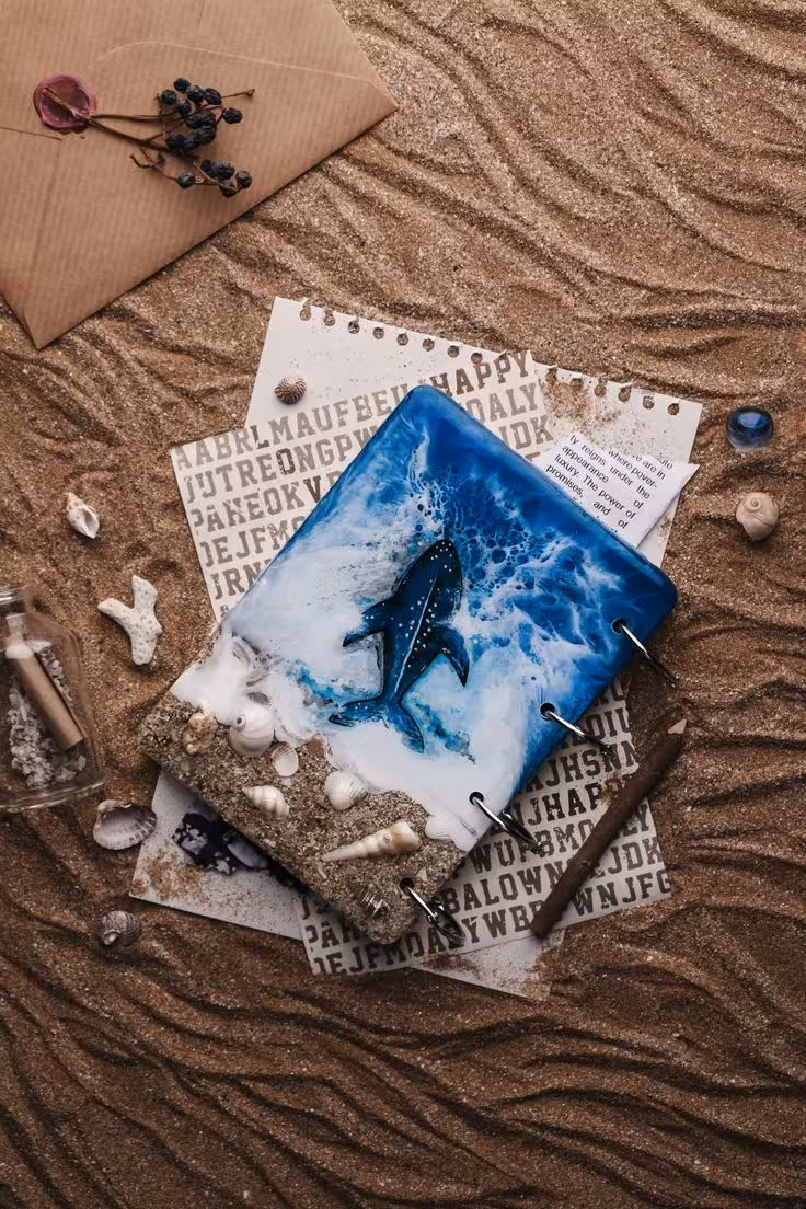 دفتر رزینی A4 طرح نهنگ دریایی طرح دریا