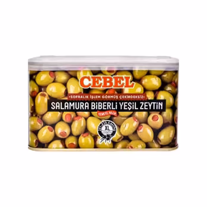 زیتون سبز بدون هسته جبل با مغز فلفل قرمز 700 گرم Cebel