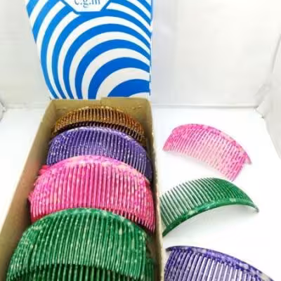 شانه زلفی دمدار بزرگ پفکی مینا ( 60 عددی )