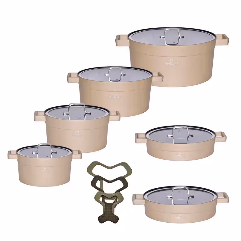 سرویس پخت و پز راکلند 16 پارچه مدل تمیس رنگ کرم