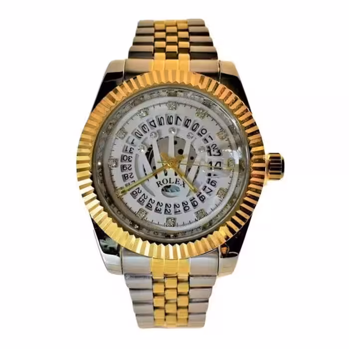 ROLEX OYSTER DEEPSEA16233 رولکس اویستر * دورنگ با صفحه نگین دار سفید ** تقویم ذره بینی شیشه کریستال