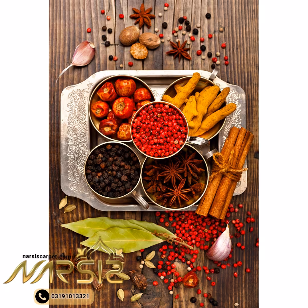 فرشینه آشپزخانه طرح ادویه هندی