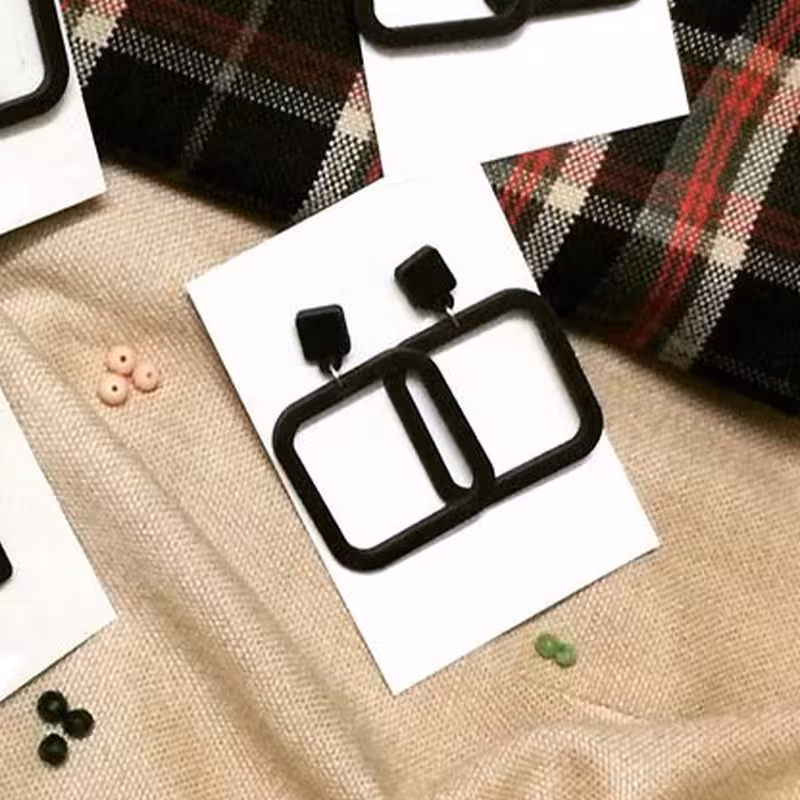 گوشواره ی چوبی طرح هندسی کد 06