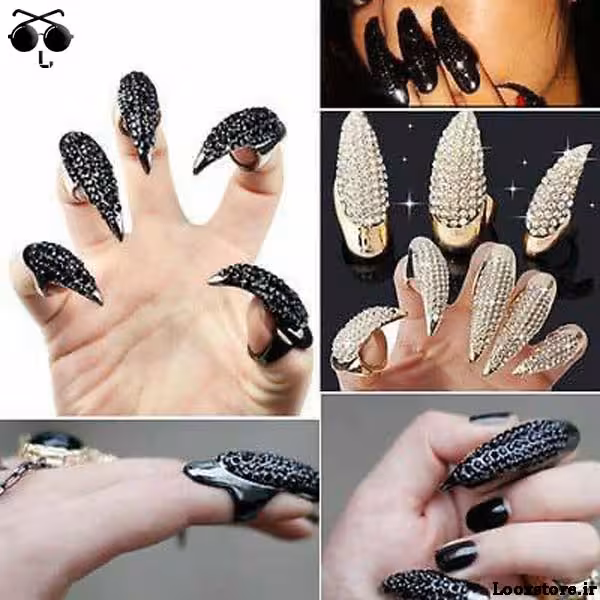 انگشتر طرح ناخن (ناخن دار) نگین دار