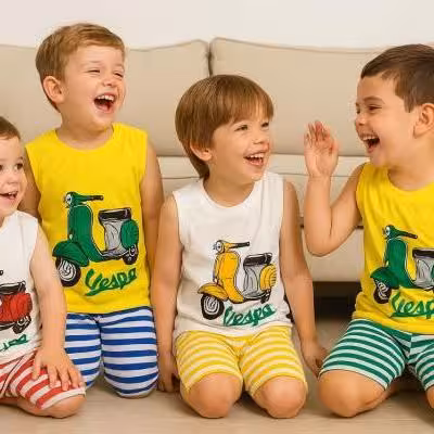 تاپ شلوارک پسرانه 4 8سال طرح موتور