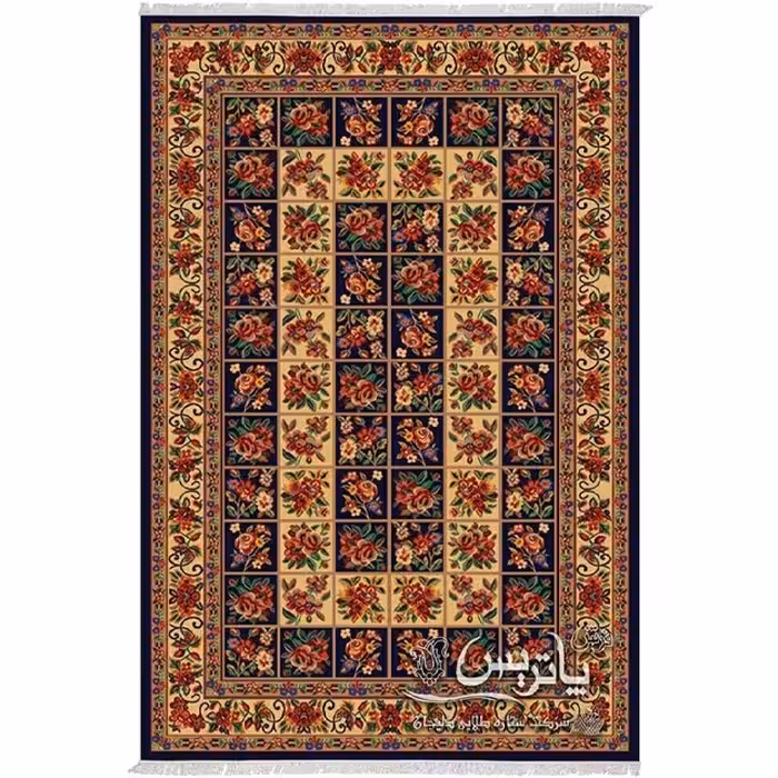 فرش گلیم پاتریس گلفرنگ سرمه‌ای 400 شانه