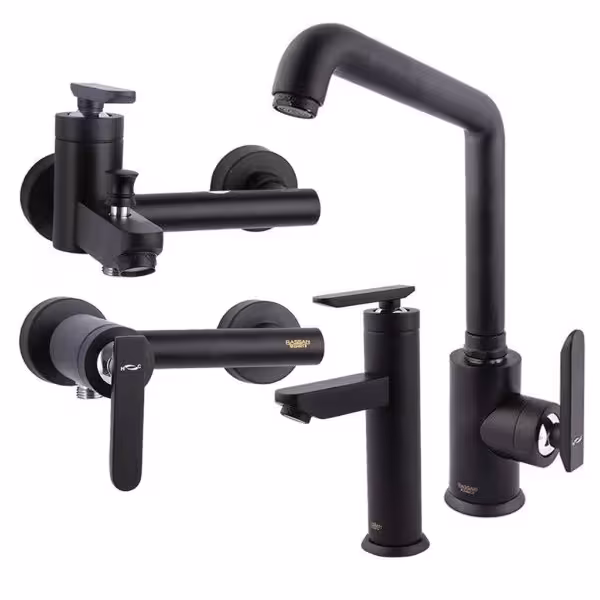 ست 4 تکه شیرآلات راسان مدل فلورا مشکی