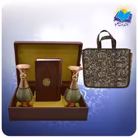 نهج البلاغه پالتويی چرم با دوگلدان خاتم 16 با ساک ترمه هدیه(كد 90197)