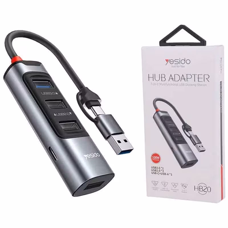 هاب 5 پورت Type-C /USB یسیدو HB20