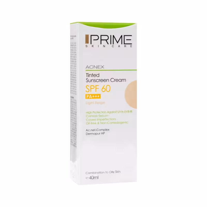 کرم ضد آفتاب SPF60 مخصوص پوست مختلط تا چرب رنگی بژ روشن پرایم