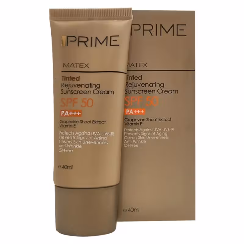 کرم ضد آفتاب جوان کننده پرایم SPF50 رنگی حجم 40 میلی لیتر | Prime Rejuvenating Sunscreen Cream SPF50