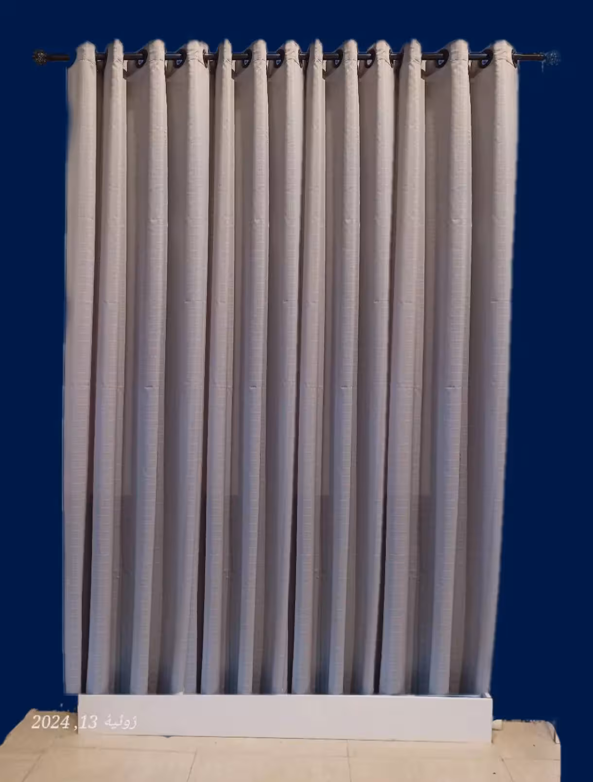 پرده آماده پانچی حریر طوسی روشن (عرض 2 تا 2.5 متر)