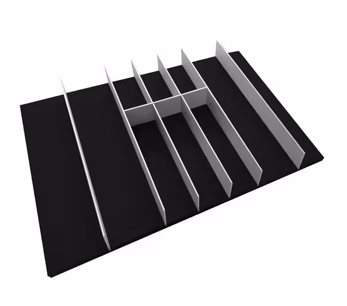 جای قاشق و چنگال مشکی با تقسیم کننده آلومینیومی ثابت ریل اسلیم عرض 120 فانتونی کد O154