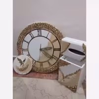 ست ساعت دیواری قطر50وجاکلیدی وسطل وجادستمال کاغذی