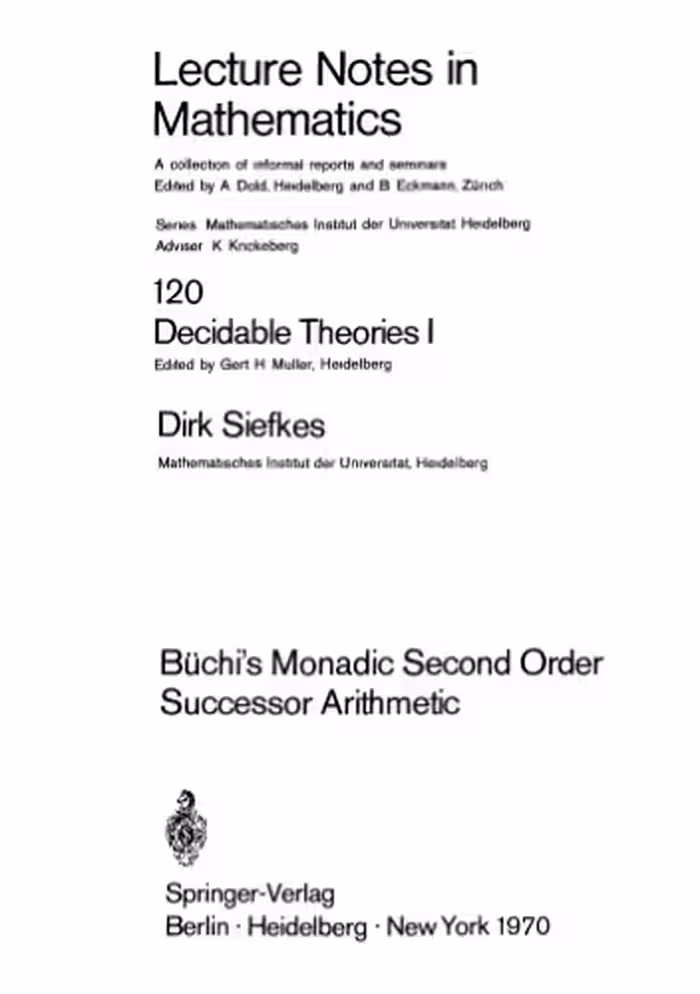 خرید و دانلود نسخه کامل کتاب Decidable Theories I