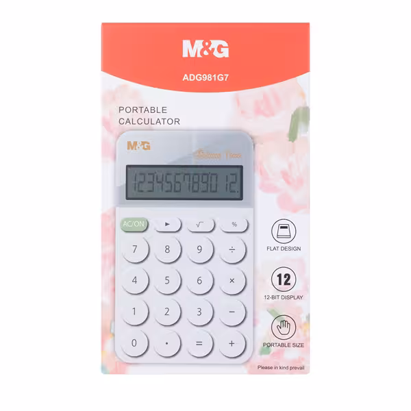 ماشین حساب سفید پاستلی ام جی کد ADG981G7
